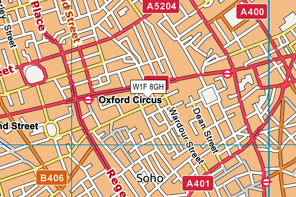 W1F 8GH map - OS VectorMap District (Ordnance Survey)