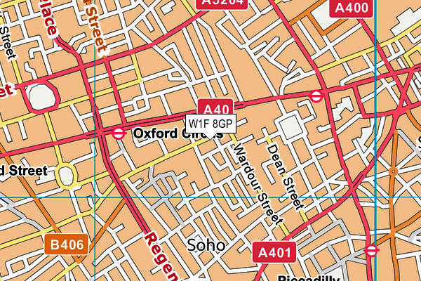 W1F 8GP map - OS VectorMap District (Ordnance Survey)