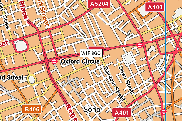 W1F 8GQ map - OS VectorMap District (Ordnance Survey)