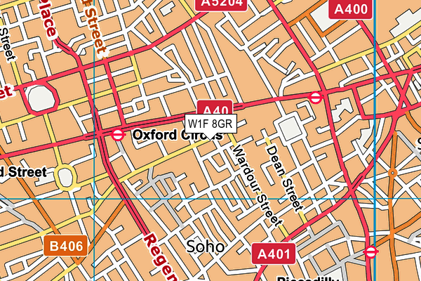 W1F 8GR map - OS VectorMap District (Ordnance Survey)