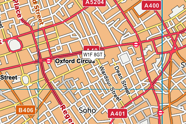 W1F 8GT map - OS VectorMap District (Ordnance Survey)