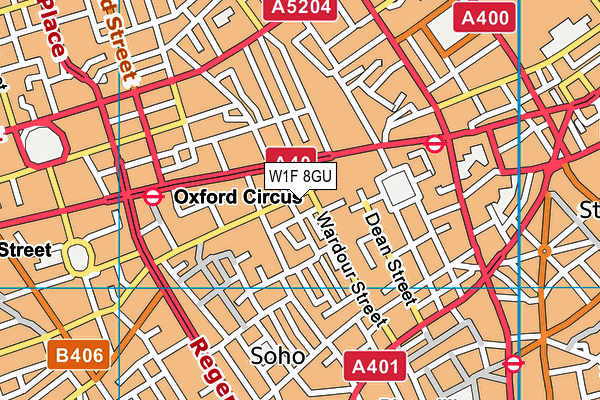 W1F 8GU map - OS VectorMap District (Ordnance Survey)