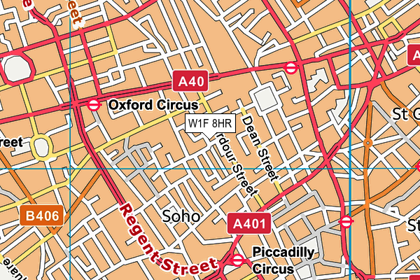 W1F 8HR map - OS VectorMap District (Ordnance Survey)