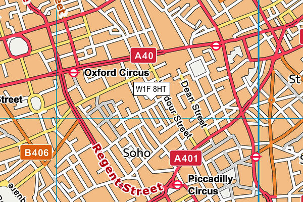 W1F 8HT map - OS VectorMap District (Ordnance Survey)