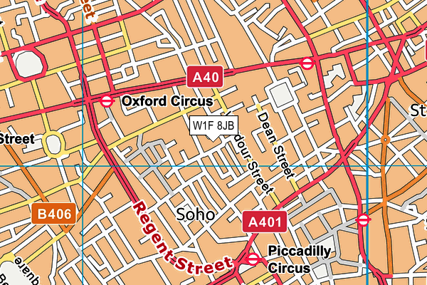 W1F 8JB map - OS VectorMap District (Ordnance Survey)