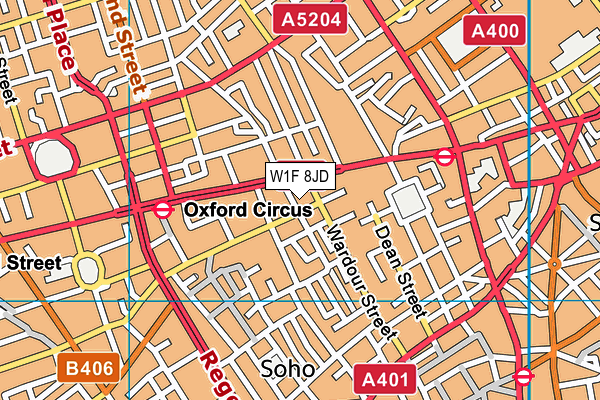 W1F 8JD map - OS VectorMap District (Ordnance Survey)