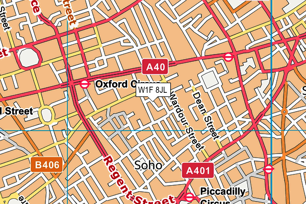 W1F 8JL map - OS VectorMap District (Ordnance Survey)