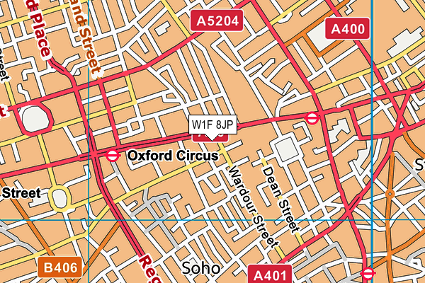 W1F 8JP map - OS VectorMap District (Ordnance Survey)