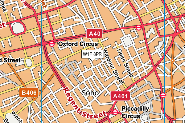 W1F 8PR map - OS VectorMap District (Ordnance Survey)