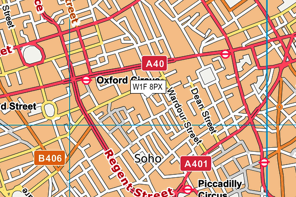 W1F 8PX map - OS VectorMap District (Ordnance Survey)