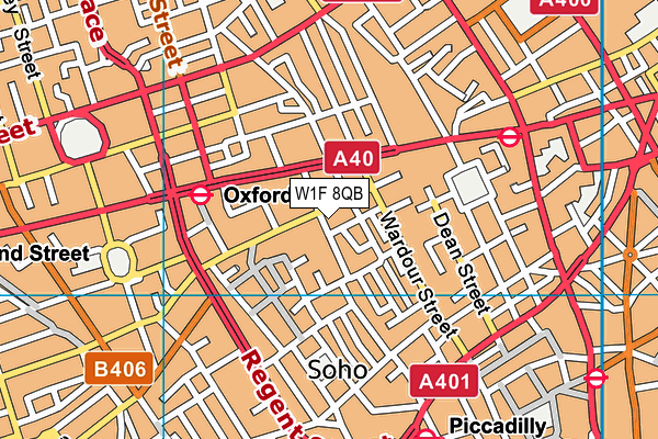 W1F 8QB map - OS VectorMap District (Ordnance Survey)