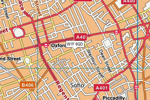 W1F 8QD map - OS VectorMap District (Ordnance Survey)