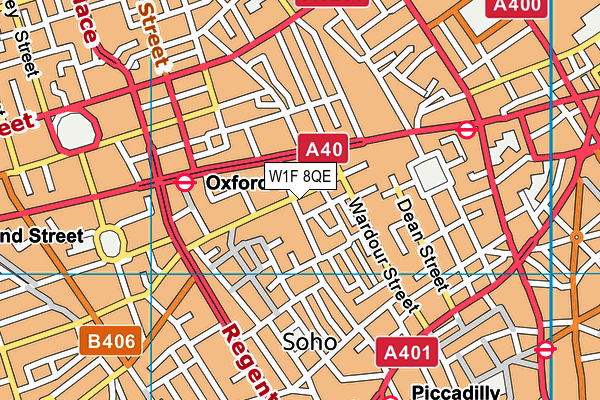 W1F 8QE map - OS VectorMap District (Ordnance Survey)
