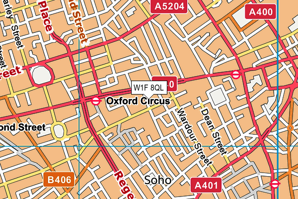 W1F 8QL map - OS VectorMap District (Ordnance Survey)