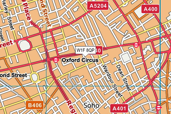 W1F 8QP map - OS VectorMap District (Ordnance Survey)