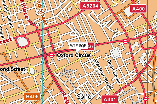 W1F 8QR map - OS VectorMap District (Ordnance Survey)