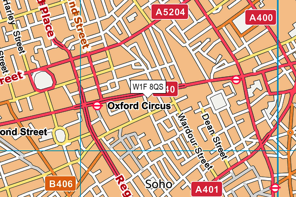 W1F 8QS map - OS VectorMap District (Ordnance Survey)