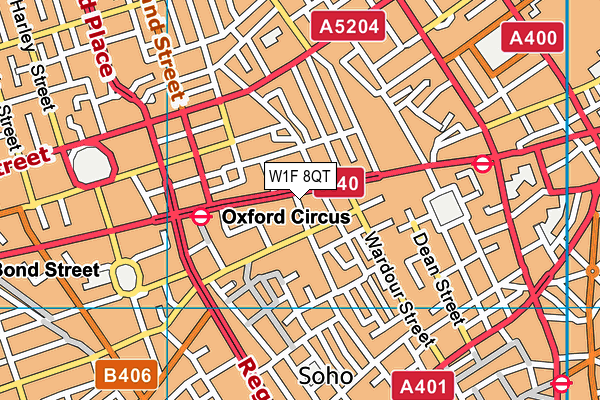 W1F 8QT map - OS VectorMap District (Ordnance Survey)