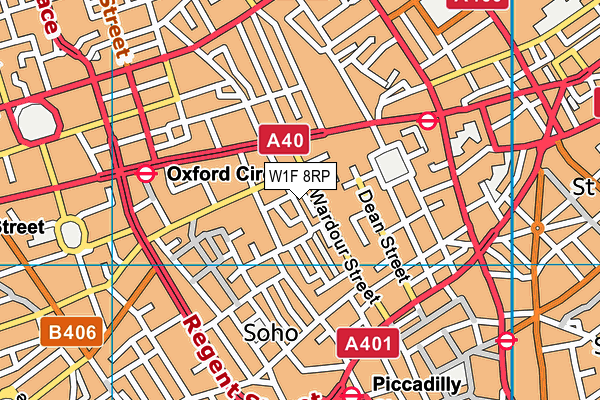 W1F 8RP map - OS VectorMap District (Ordnance Survey)