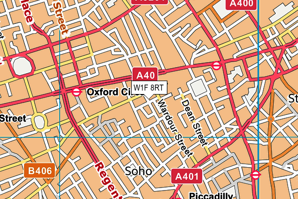 W1F 8RT map - OS VectorMap District (Ordnance Survey)