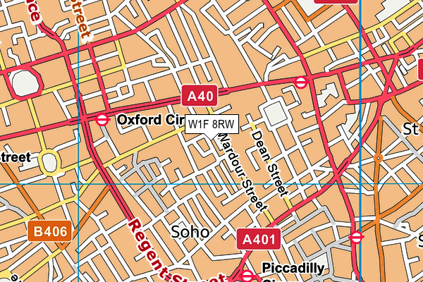 W1F 8RW map - OS VectorMap District (Ordnance Survey)