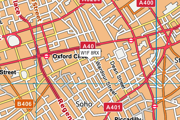 W1F 8RX map - OS VectorMap District (Ordnance Survey)