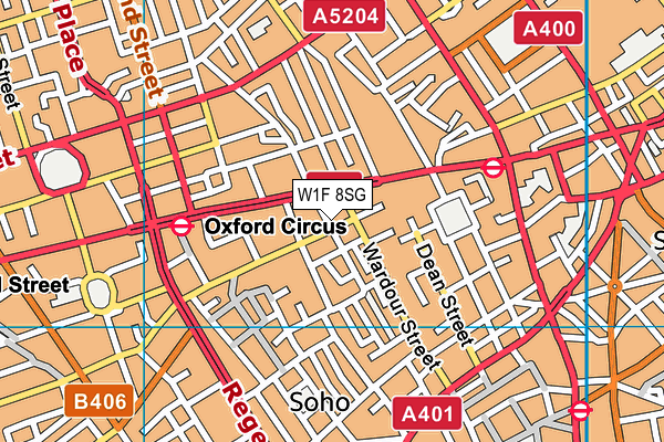 W1F 8SG map - OS VectorMap District (Ordnance Survey)