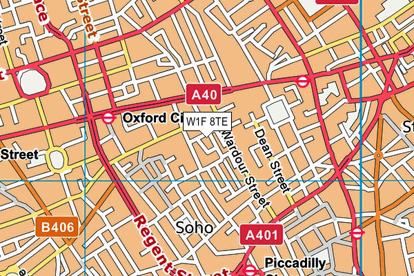 W1F 8TE map - OS VectorMap District (Ordnance Survey)