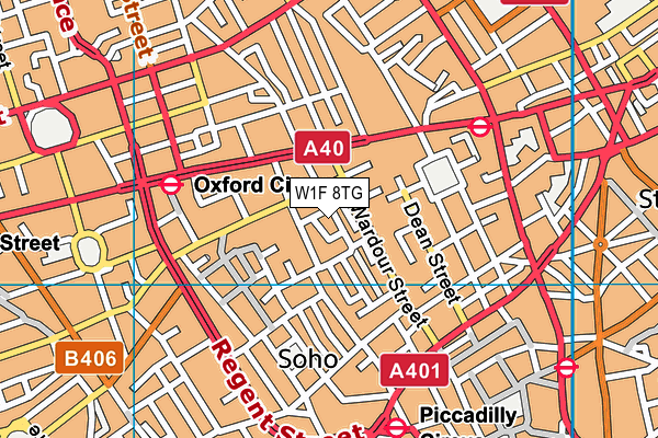 W1F 8TG map - OS VectorMap District (Ordnance Survey)