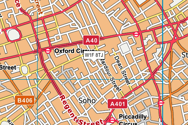 W1F 8TJ map - OS VectorMap District (Ordnance Survey)