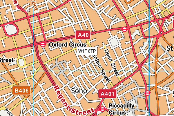 W1F 8TP map - OS VectorMap District (Ordnance Survey)