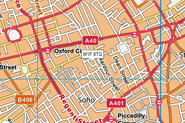 W1F 8TQ map - OS VectorMap District (Ordnance Survey)