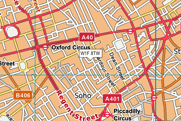 W1F 8TW map - OS VectorMap District (Ordnance Survey)