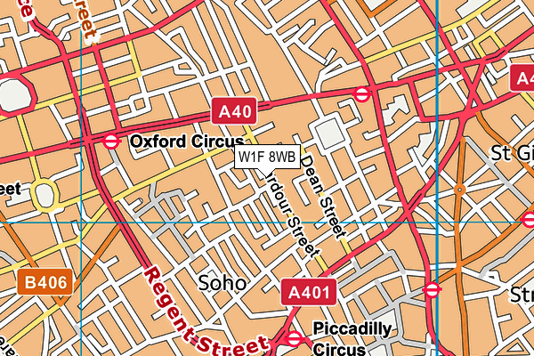 W1F 8WB map - OS VectorMap District (Ordnance Survey)