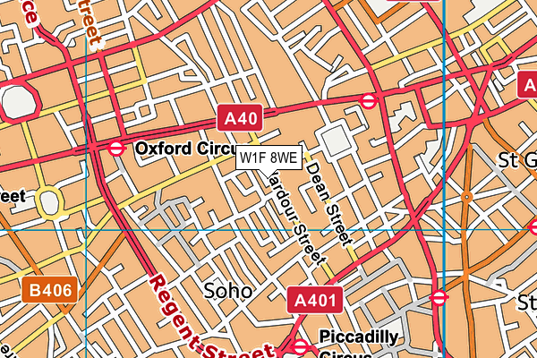 W1F 8WE map - OS VectorMap District (Ordnance Survey)