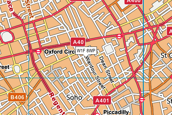 W1F 8WP map - OS VectorMap District (Ordnance Survey)