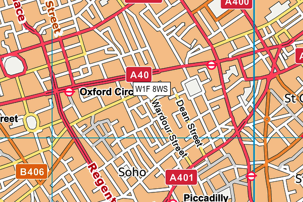 W1F 8WS map - OS VectorMap District (Ordnance Survey)