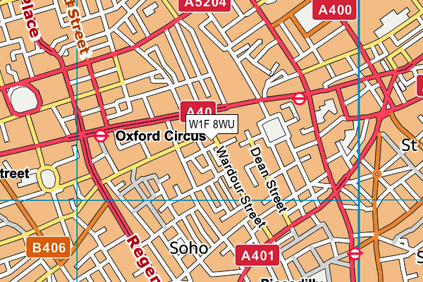 W1F 8WU map - OS VectorMap District (Ordnance Survey)