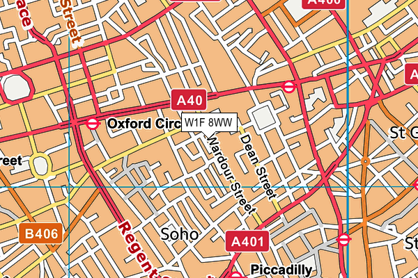 W1F 8WW map - OS VectorMap District (Ordnance Survey)