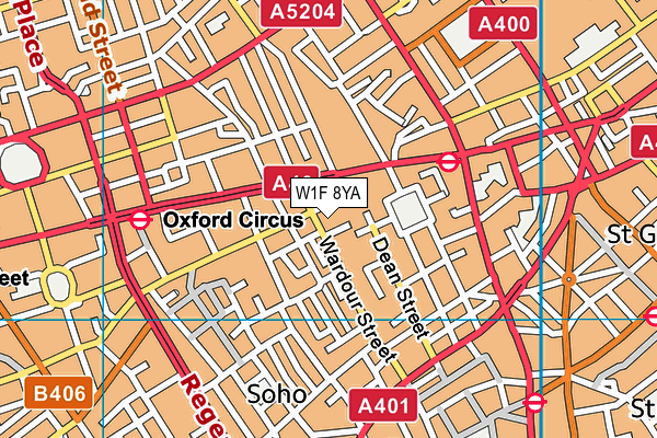 W1F 8YA map - OS VectorMap District (Ordnance Survey)