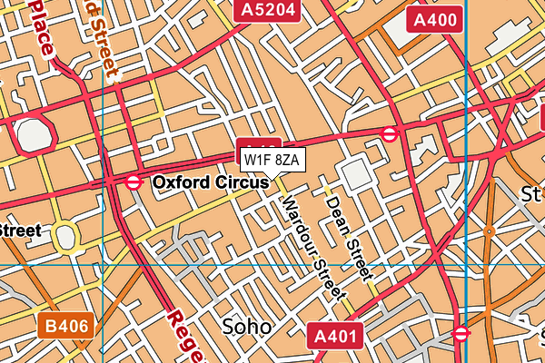 W1F 8ZA map - OS VectorMap District (Ordnance Survey)