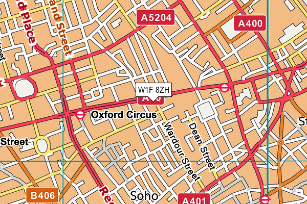 W1F 8ZH map - OS VectorMap District (Ordnance Survey)