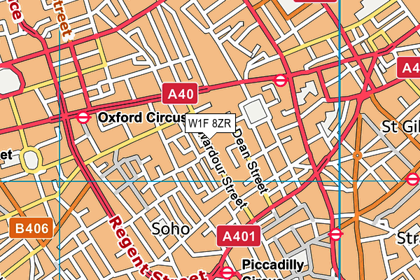 W1F 8ZR map - OS VectorMap District (Ordnance Survey)