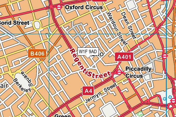 W1F 9AD map - OS VectorMap District (Ordnance Survey)