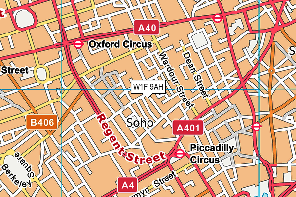 W1F 9AH map - OS VectorMap District (Ordnance Survey)