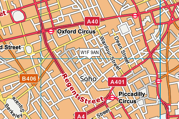 W1F 9AN map - OS VectorMap District (Ordnance Survey)
