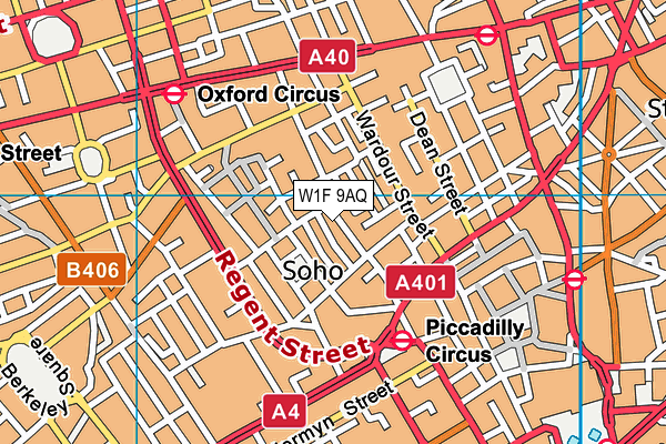 W1F 9AQ map - OS VectorMap District (Ordnance Survey)