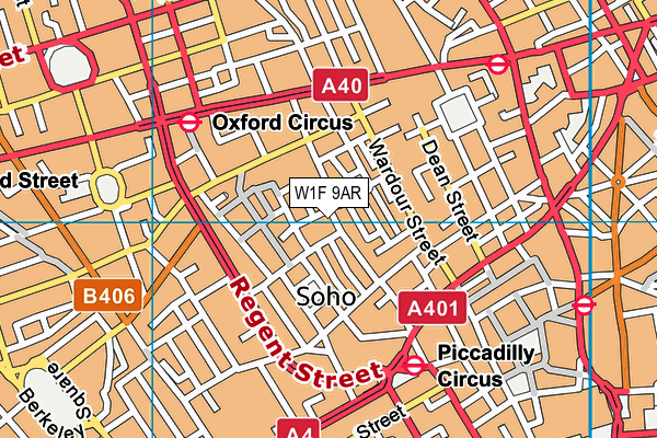 W1F 9AR map - OS VectorMap District (Ordnance Survey)