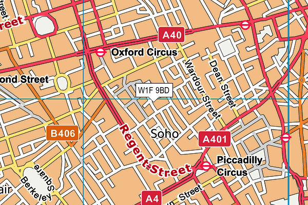 W1F 9BD map - OS VectorMap District (Ordnance Survey)