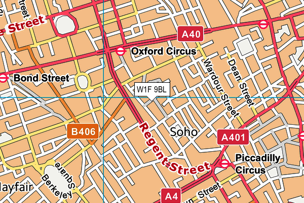 W1F 9BL map - OS VectorMap District (Ordnance Survey)